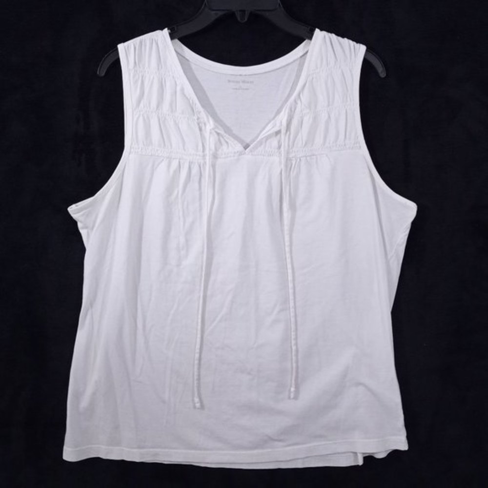 Studio Works Tank Top Blouse Size Large White with‎ strings on Front # 1143
